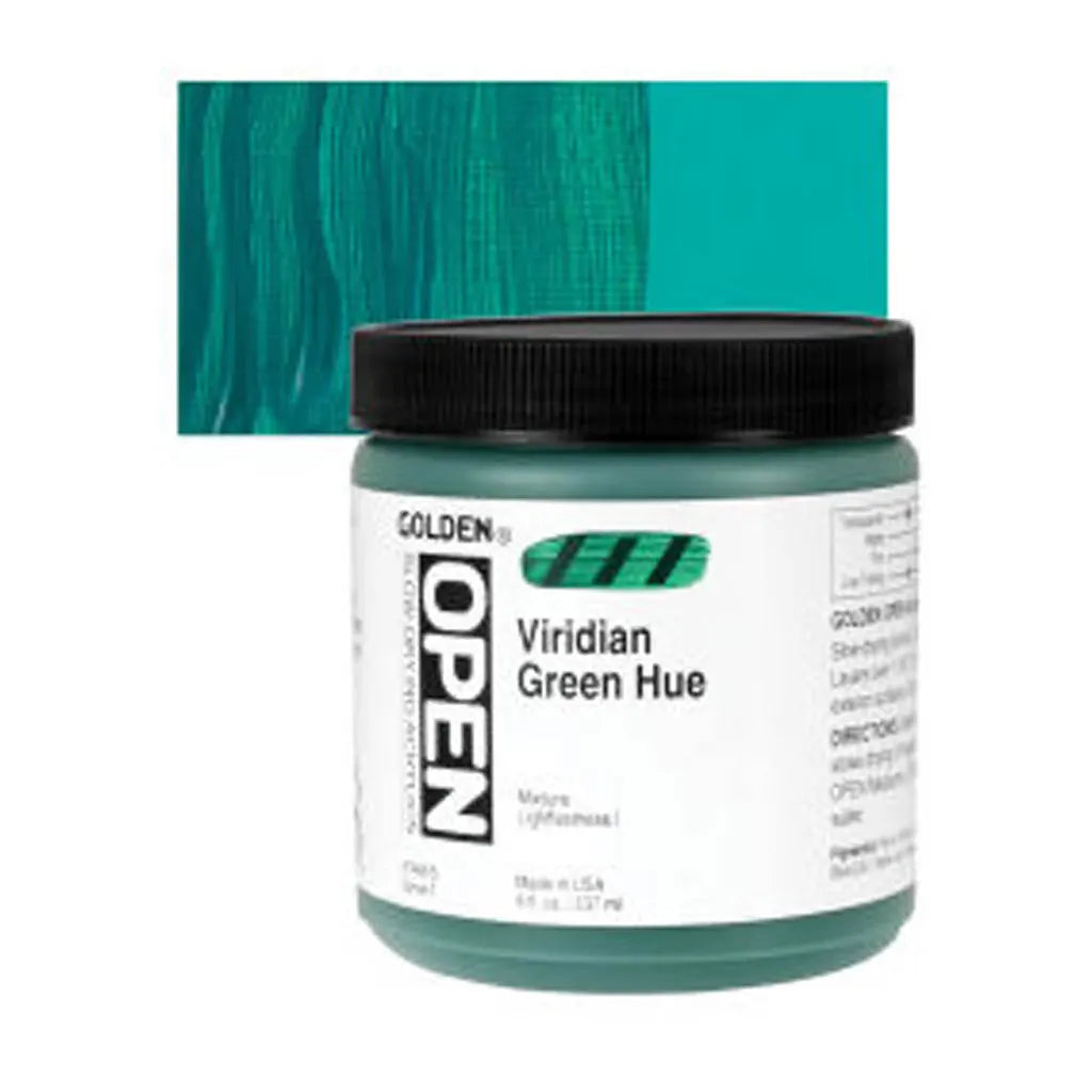 Golden OPEN Slow-Drying Acrylic Paint 8oz Viridian Green Hue S1