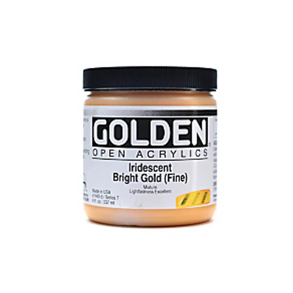 Golden OPEN Slow-Drying Acrylic Paint 8oz Iridescent Gold (Fine) S6