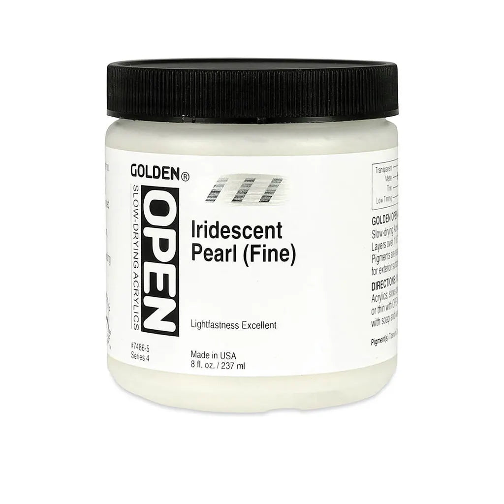 Golden OPEN Slow-Drying Acrylic Paint 8oz Iridescent Pearl (Fine) S4