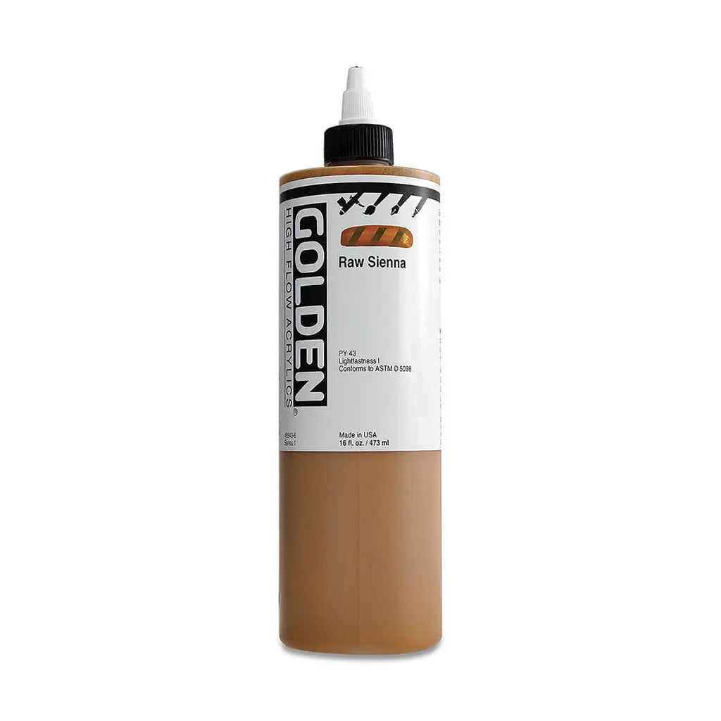 Golden High Flow Acrylic Paint 16oz Raw Sienna S1