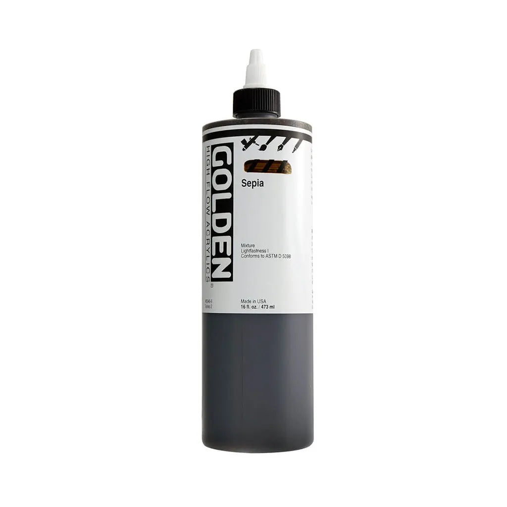 Golden High Flow Acrylic Paint 16oz Sepia S2