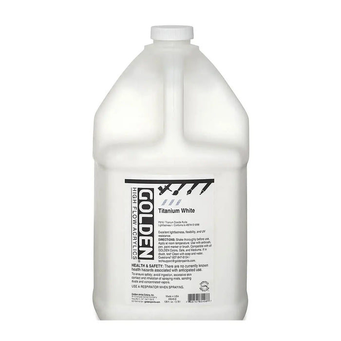 Golden High Flow Acrylic Paint 128oz Titanium White S1