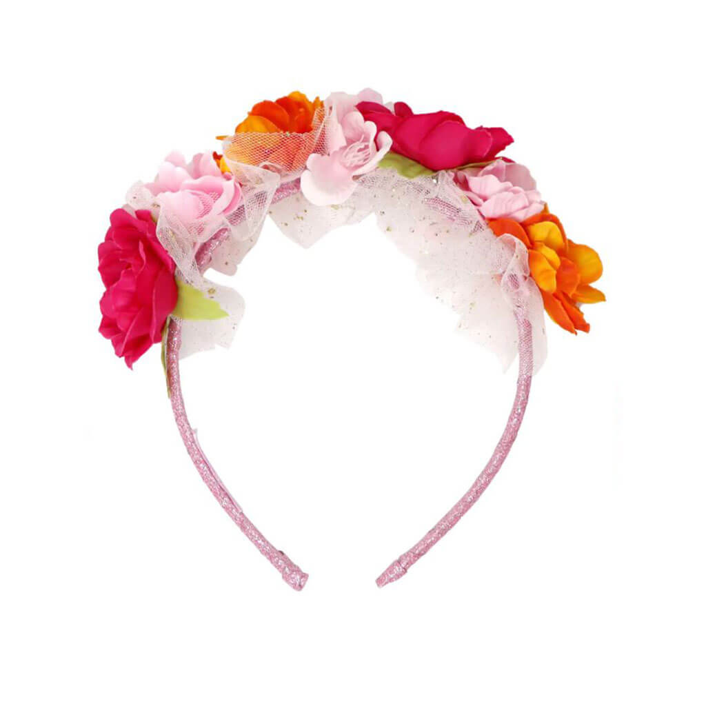 Pink Poppy Rainbow Butterfly Floral Headband