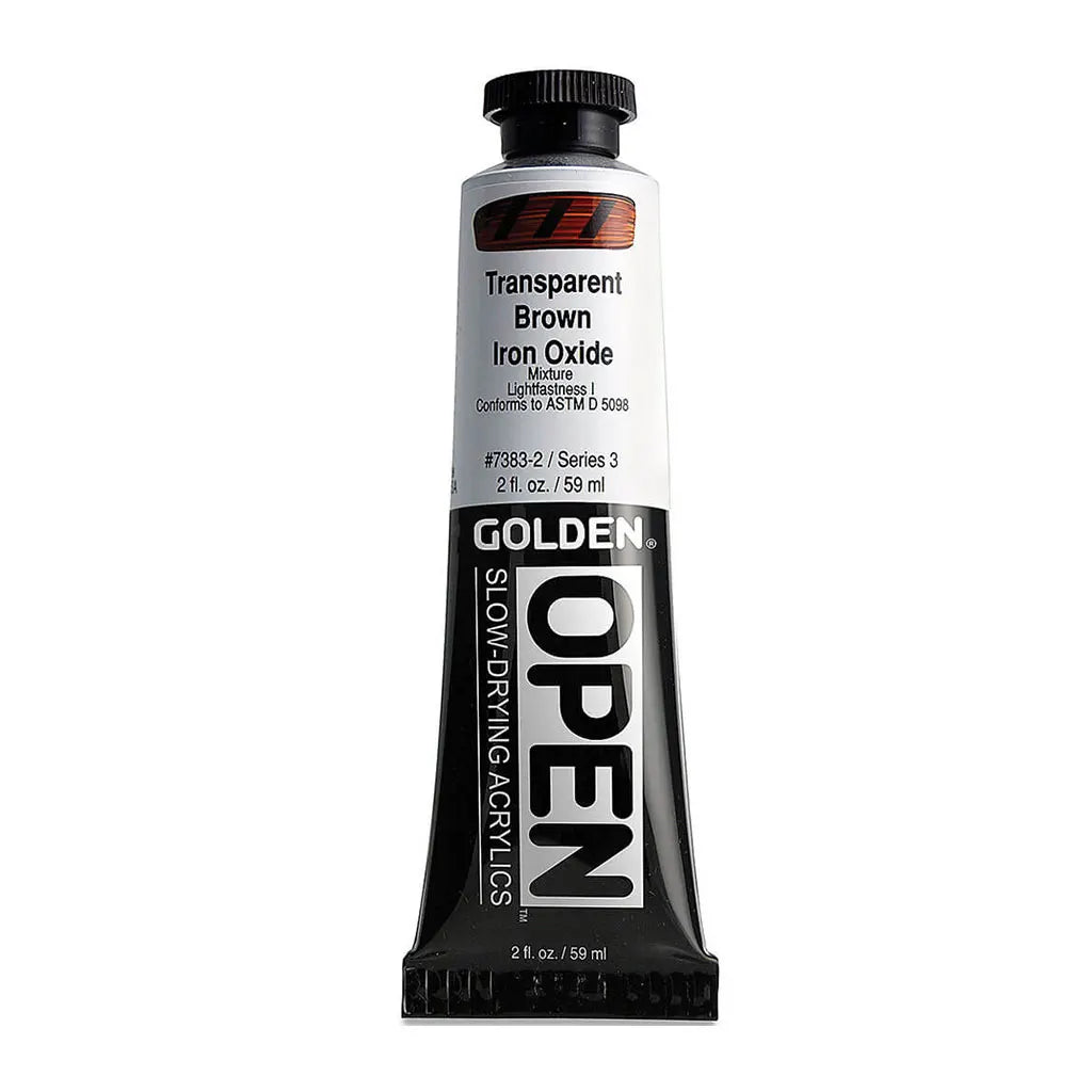Golden OPEN Slow-Drying Acrylic Paint 2oz Transparent Brown Iron Ox S3