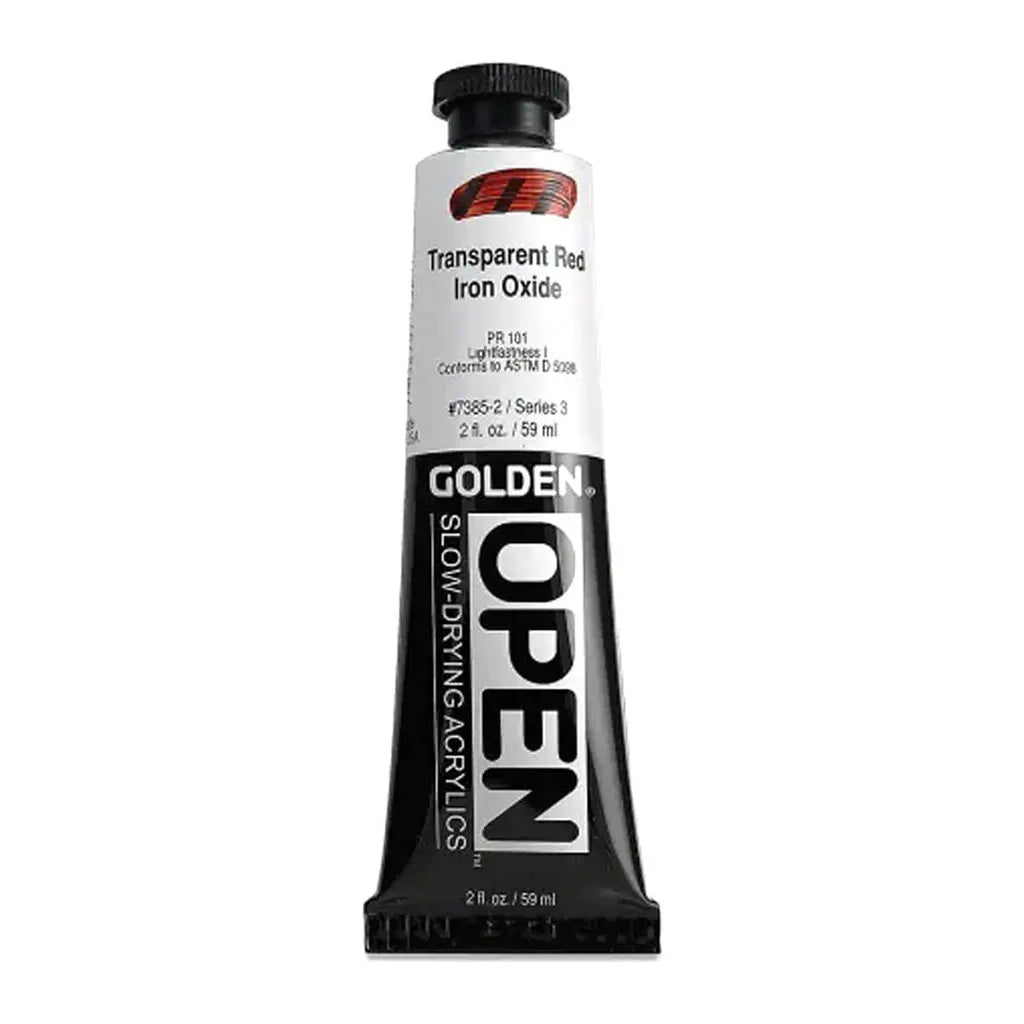 Golden OPEN Slow-Drying Acrylic Paint 2oz Trans. Red Iron Oxide S3