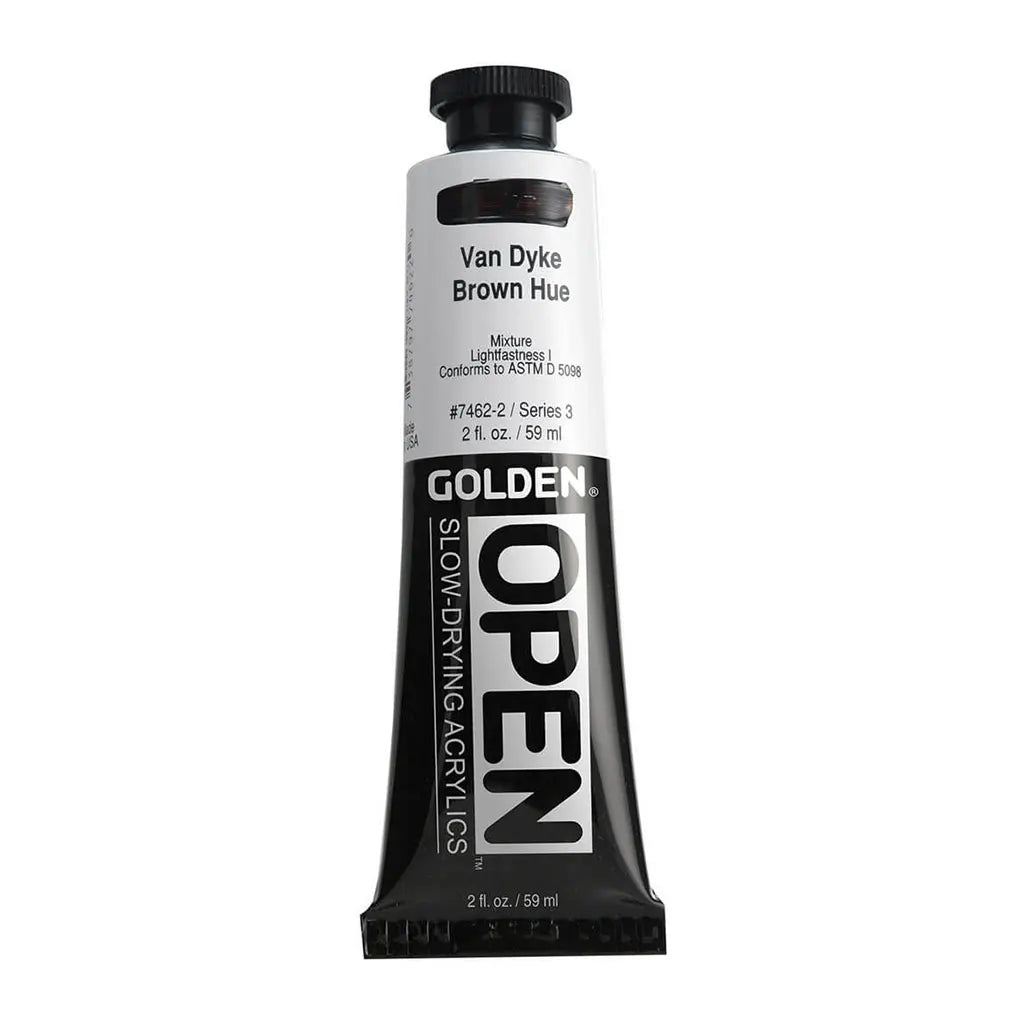 Golden OPEN Slow-Drying Acrylic Paint 2oz Van Dyke Brown Hue S3