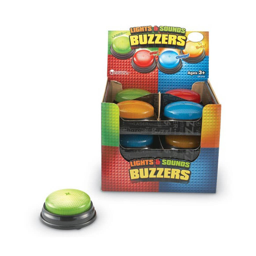 Lights &amp; Sounds Answer Buzzers, Set of 12 in Display