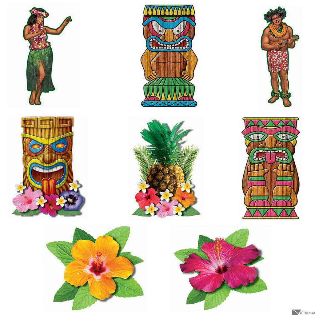 Luau Cutout Set, 8pc