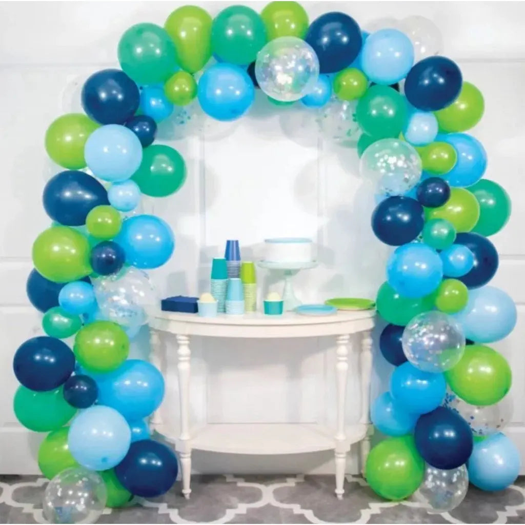 Large Blue and Green Balloon Arch Kit 110ct, 12-Inch Assorted Latex Balloons