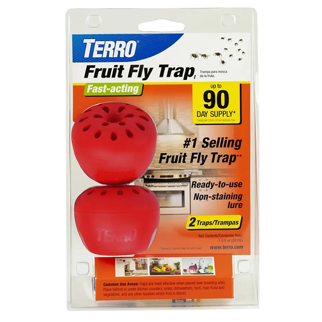TERRO Fruit Fly Trap Liquid Vinegar, 2 Pack