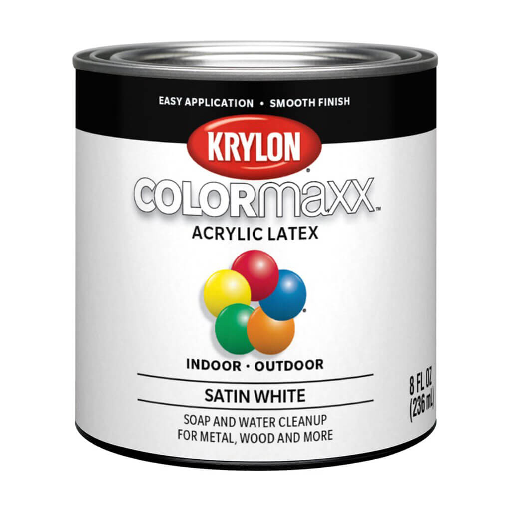 KRYLON Colormaxx Acrylic Latex Satin White, 1/2 Pint