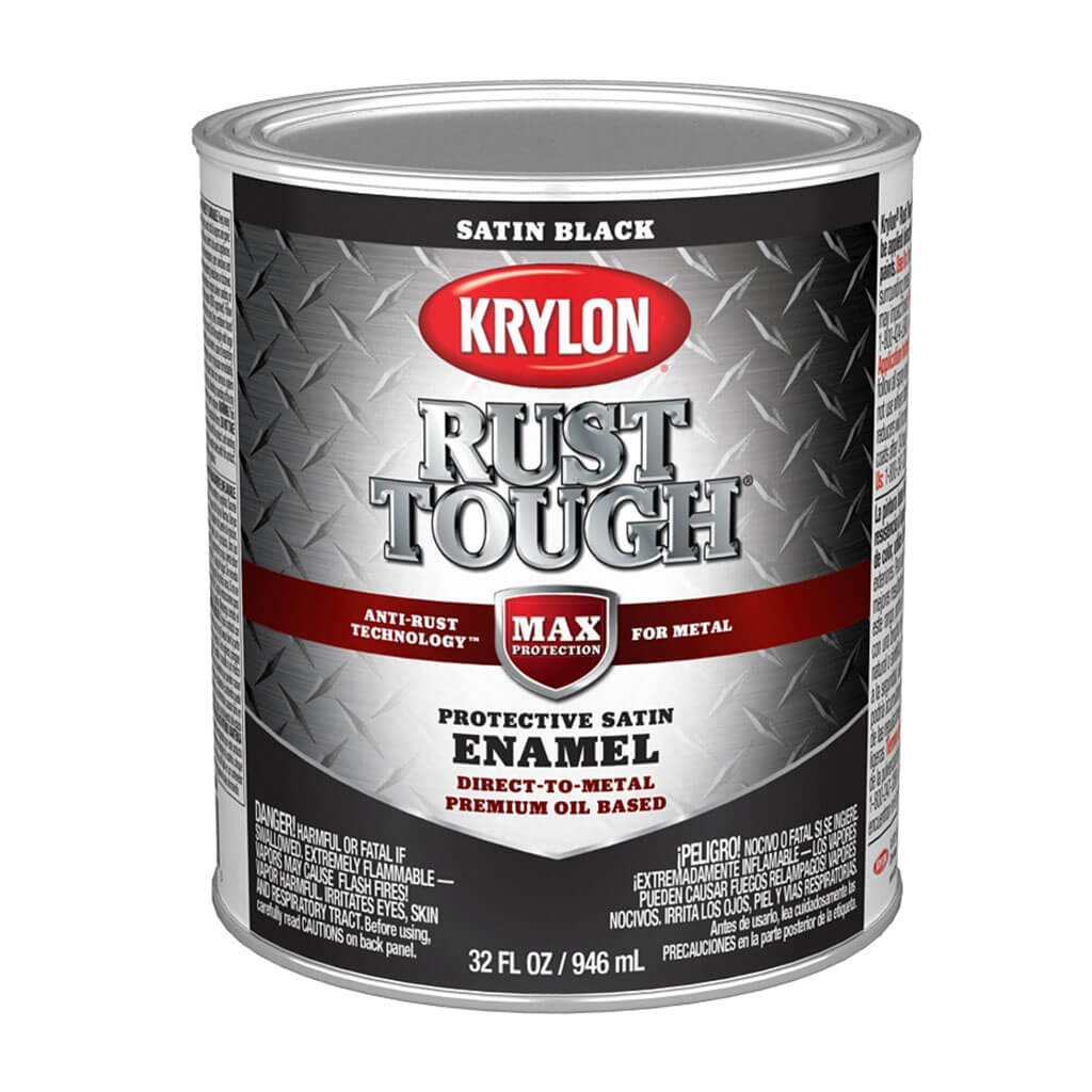 Krylon Rust Tough Enamel Satin Black, 1qt