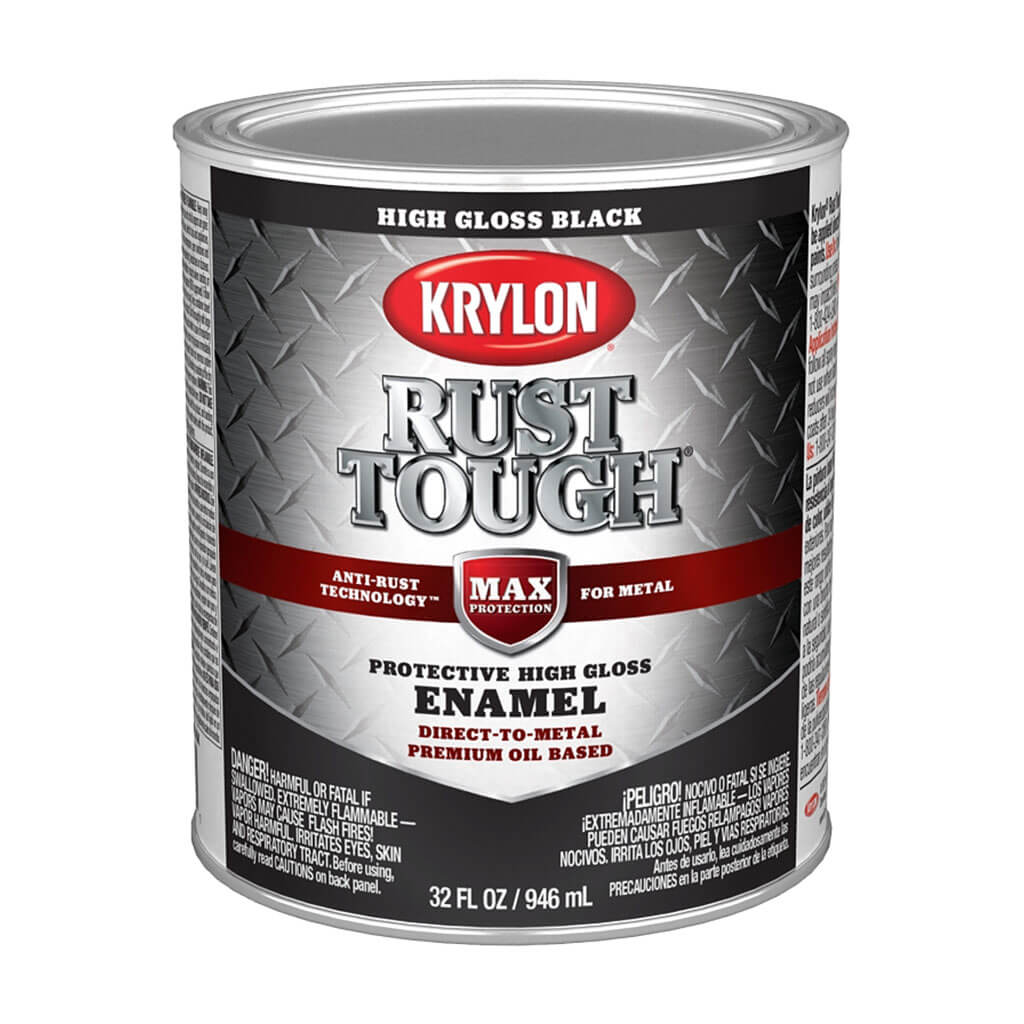 Krylon Rust Tough Enamel Gloss Black, 1qt