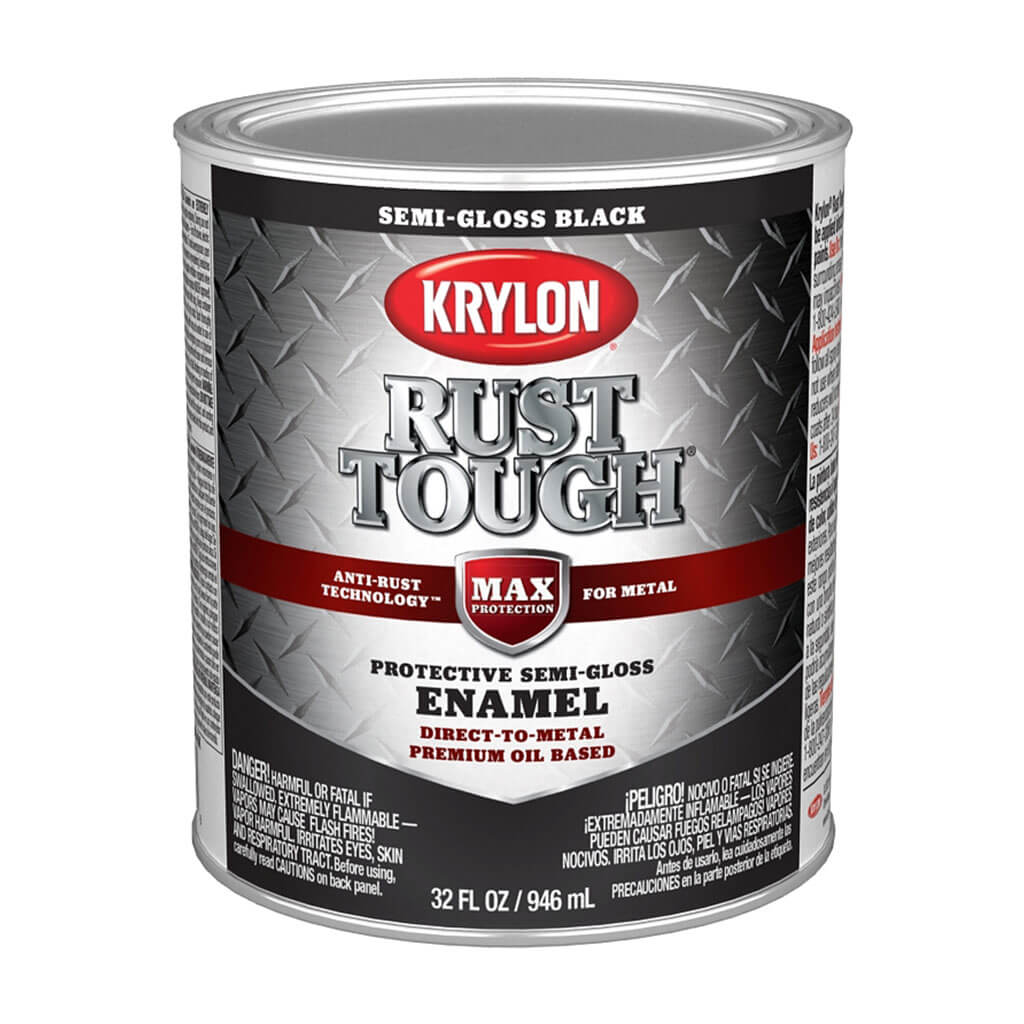 Krylon Rust Tough Enamel Semi-Gloss Black, 1qt