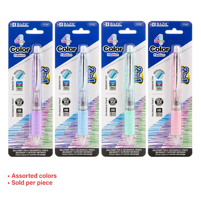 Bazic 2 in 1 Mechanical Pencil and Fashion Color Pen with Grip