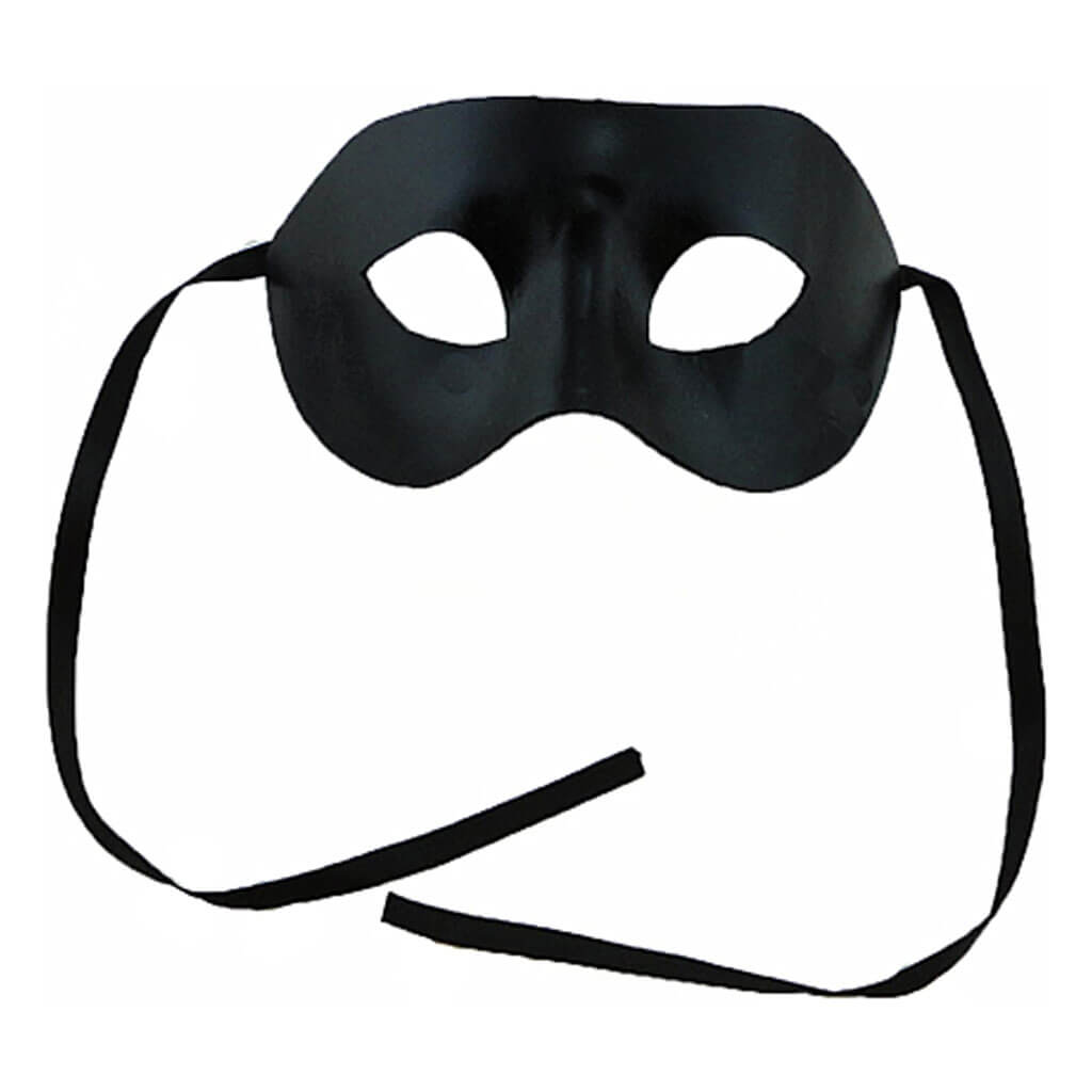 Mask-it 9in Black Fabric Mask with Black Ribbon Ties, 1pc