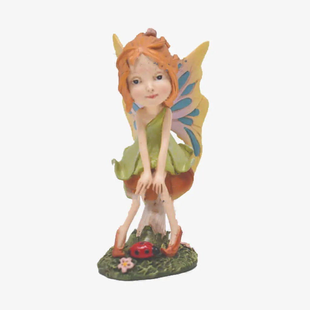 Touch of Nature 4.75in Miniature Little Girl Fairy Sitting on Mushroom, 1pc