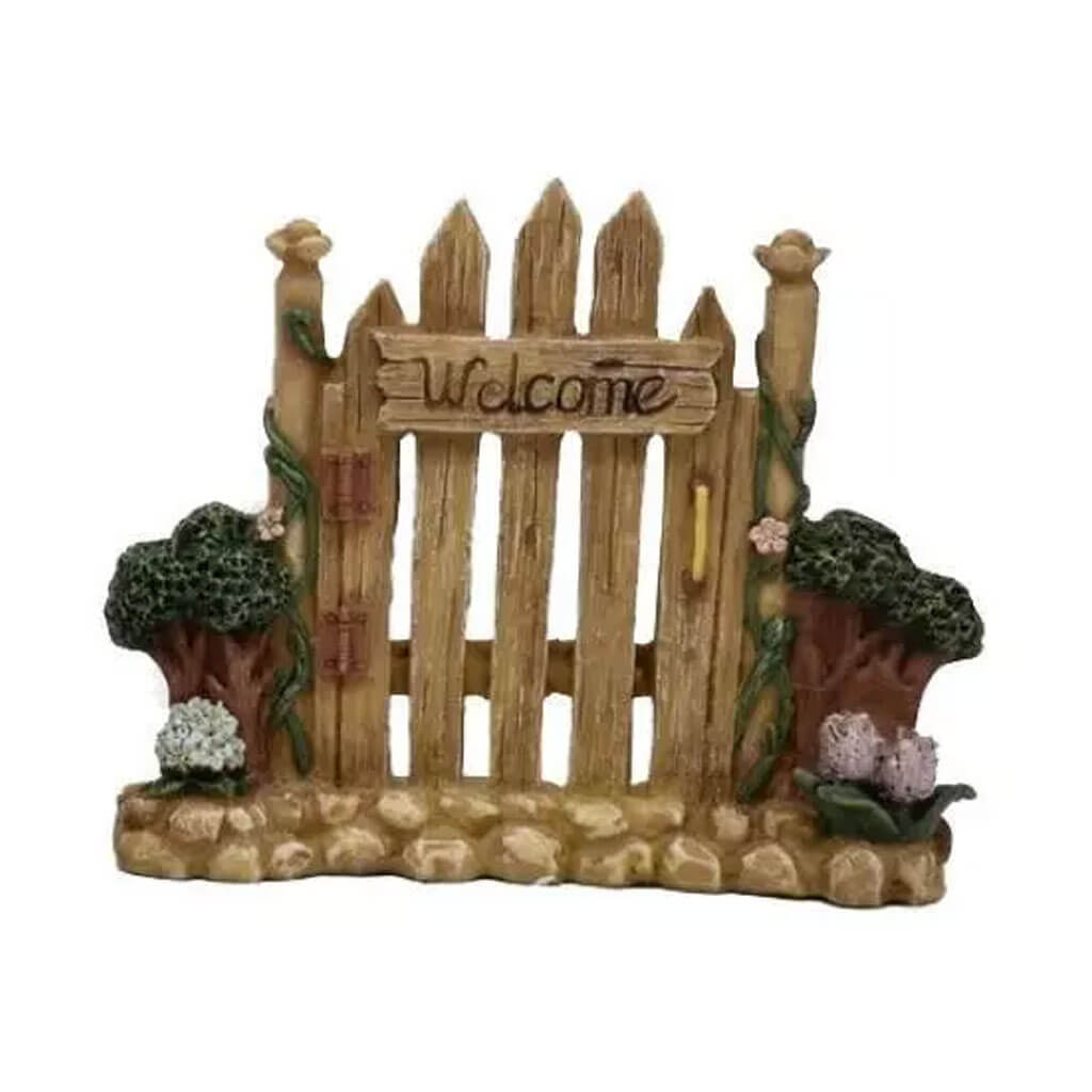 Touch of Nature 5in Miniature Gate with Shrubs, 1pc