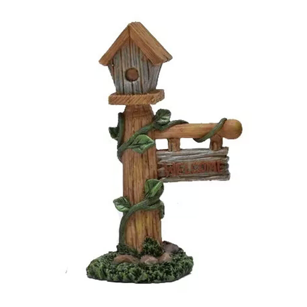 Touch of Nature 4.25in Miniature Birdhouse with "Welcome" Sign, 1pc