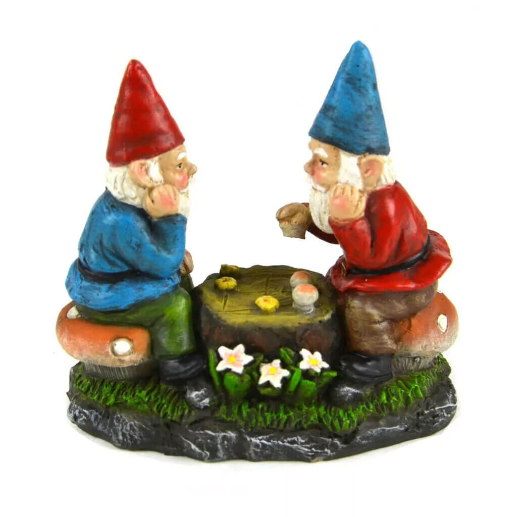 Touch of Nature 4in Miniature Gnomes Playing Chess, 1pc