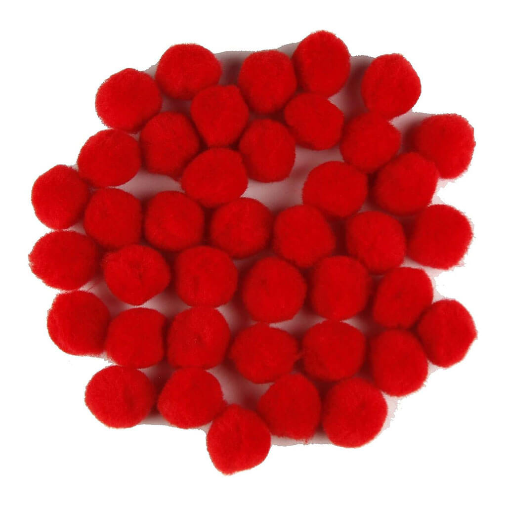 Touch of Nature 1in Red Pom Poms, 40pcs