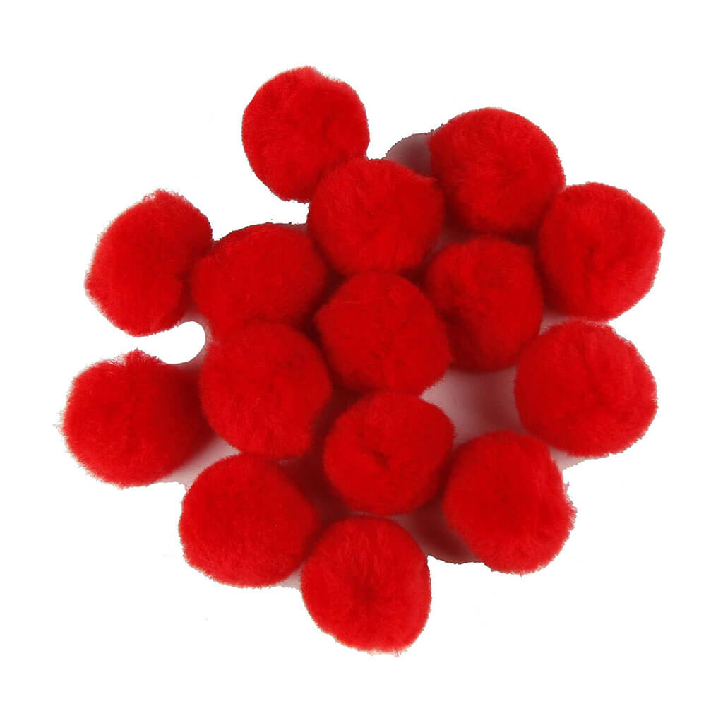 Touch of Nature 1.5in Red Pom Poms, 15pcs