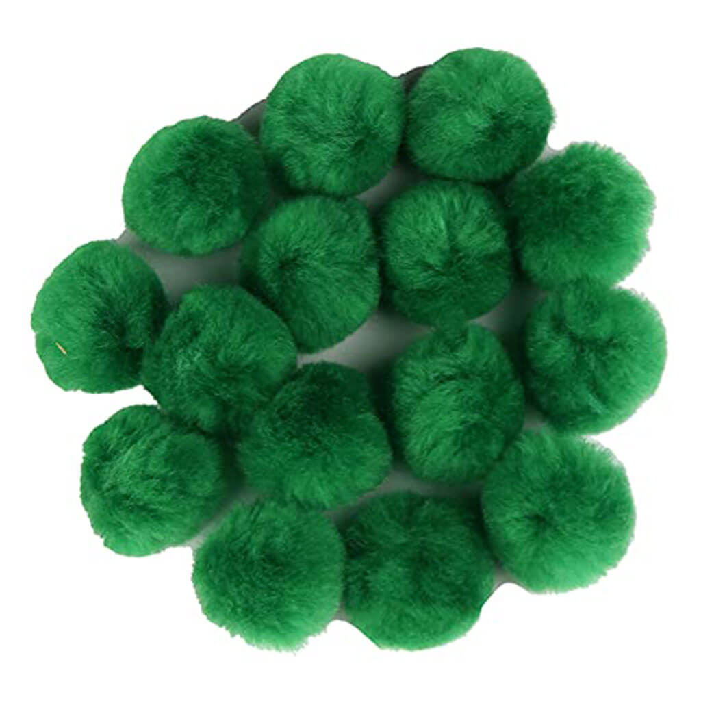 Touch of Nature 1.5in Kelly Green Pom Poms, 15pcs