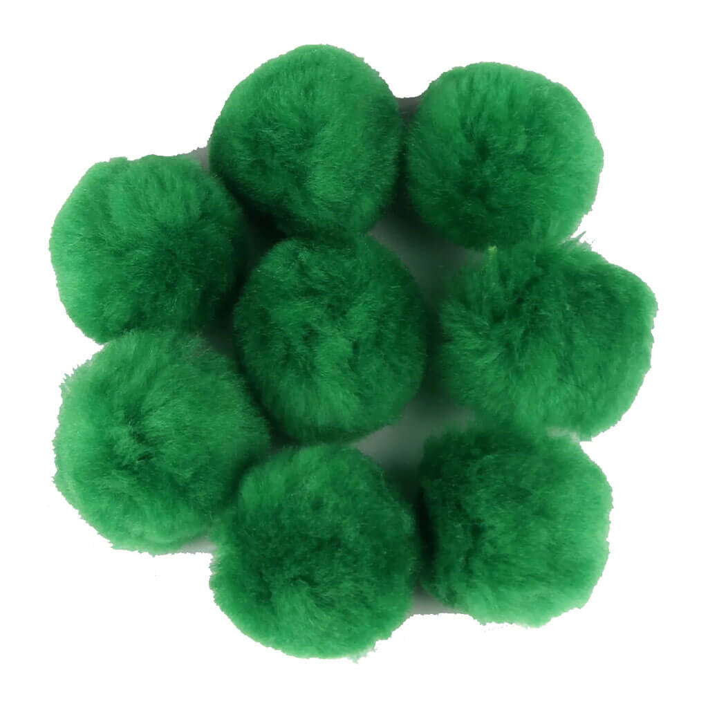 Touch of Nature 2in Kelly Green Pom Poms, 8pcs