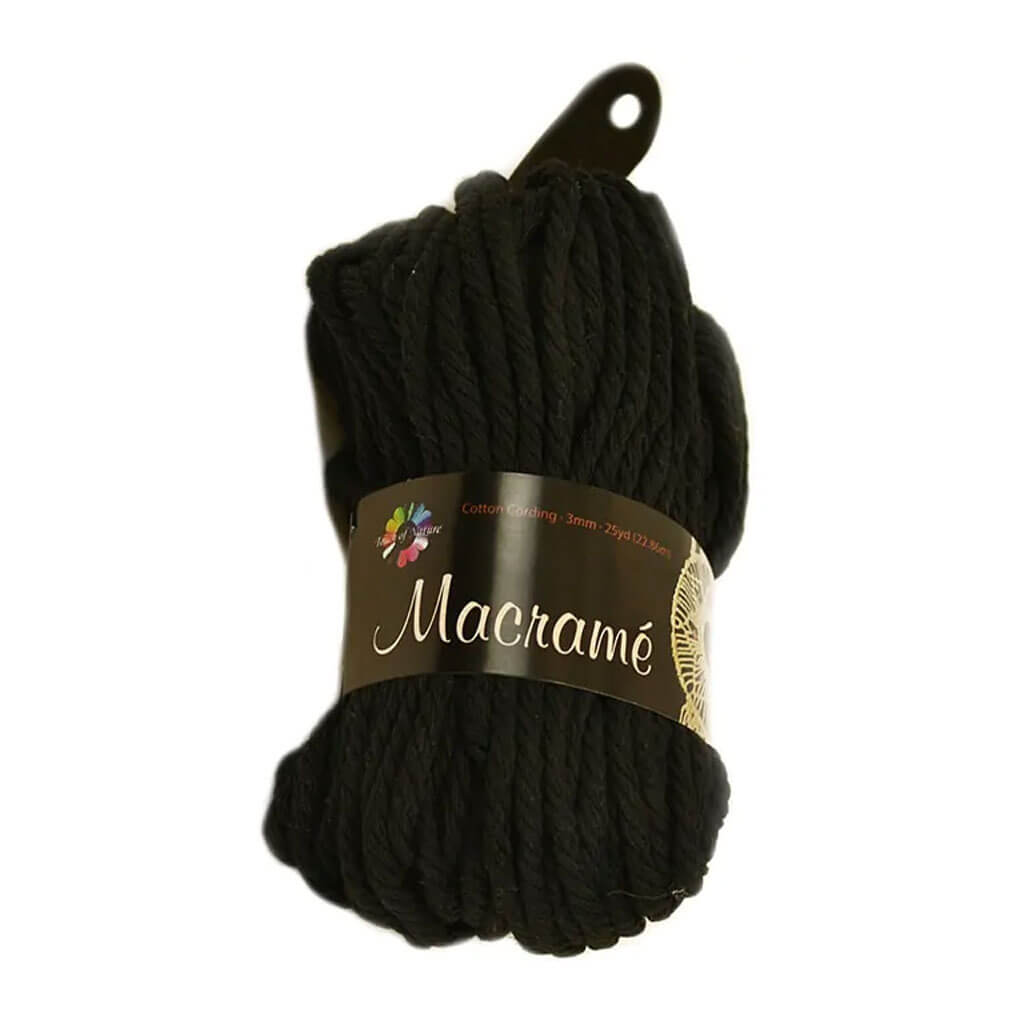 Touch of Nature 25 yards 3mm Black Cotton Cording