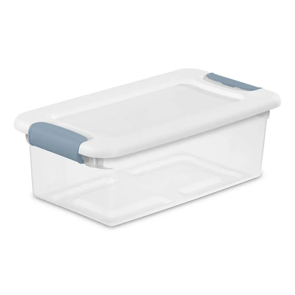 Sterilite Latching Box, Plastic, Clear/White 6qt