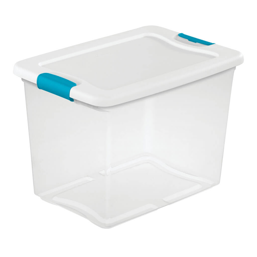 Sterilite Latching Box, Plastic, Clear/White 25QT