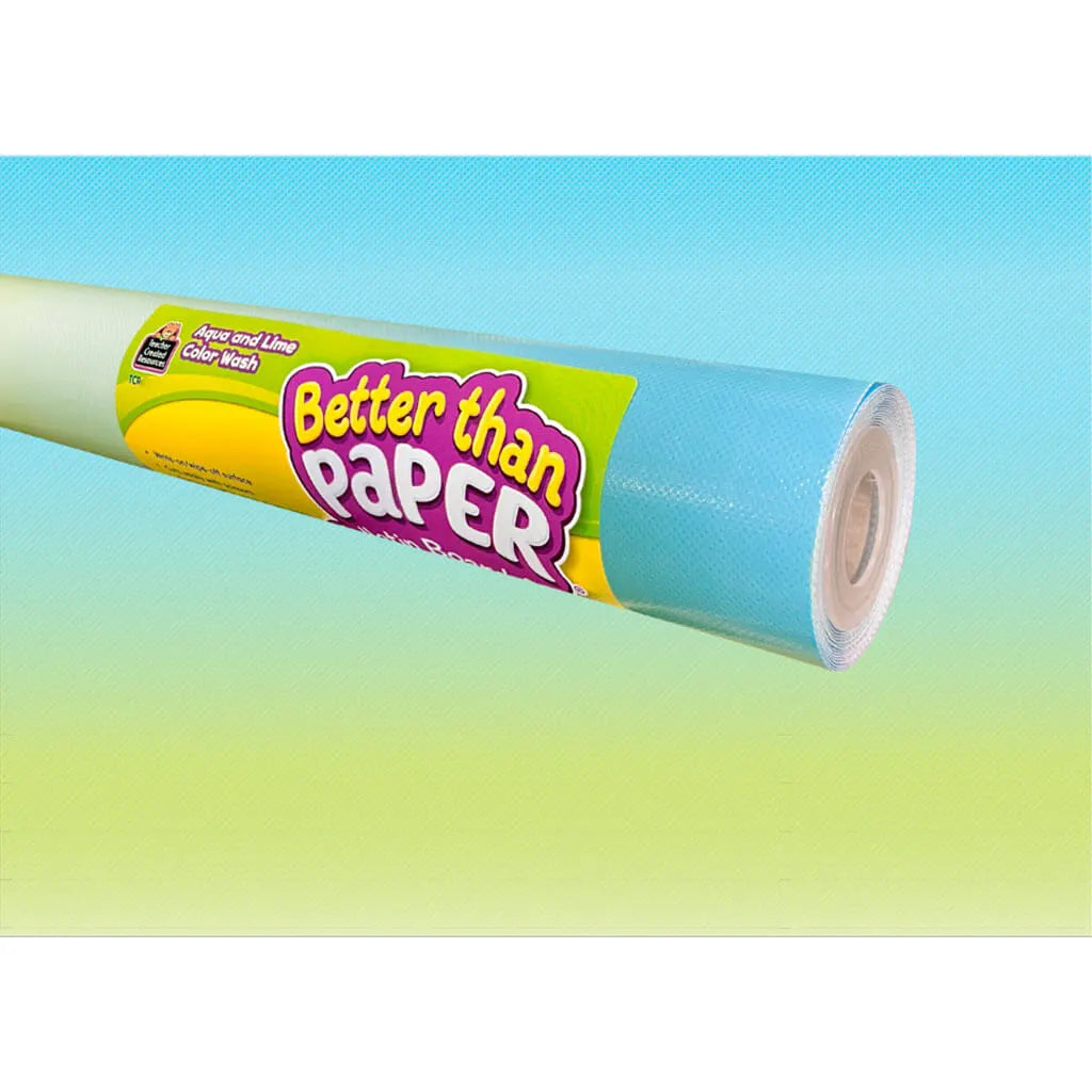 Better Than Paper Bulletin Board Roll 4ft x 12ft Aqua and Lime Color Wash 