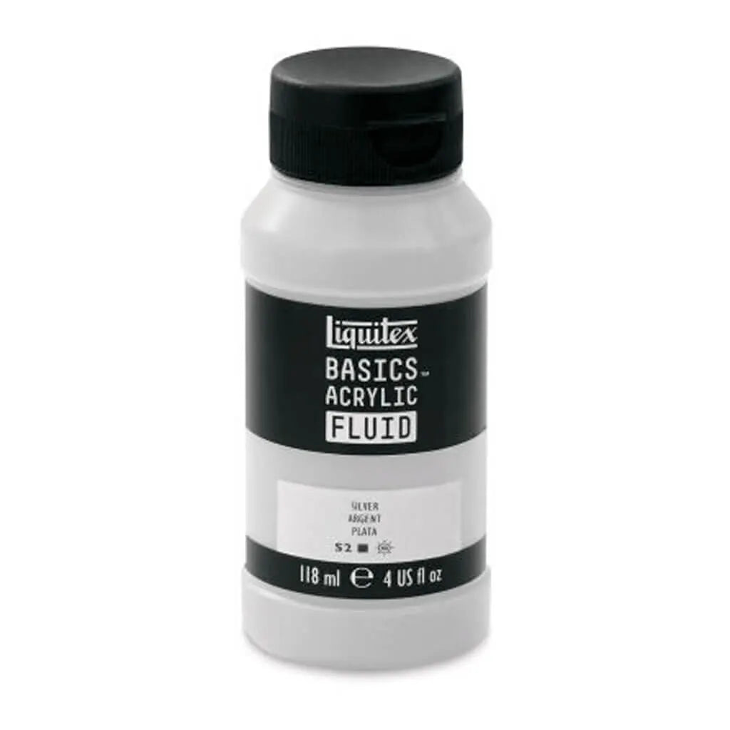 Liquitex Basics Acrylic Fluid  118ml (4oz) Bottle Silver S1