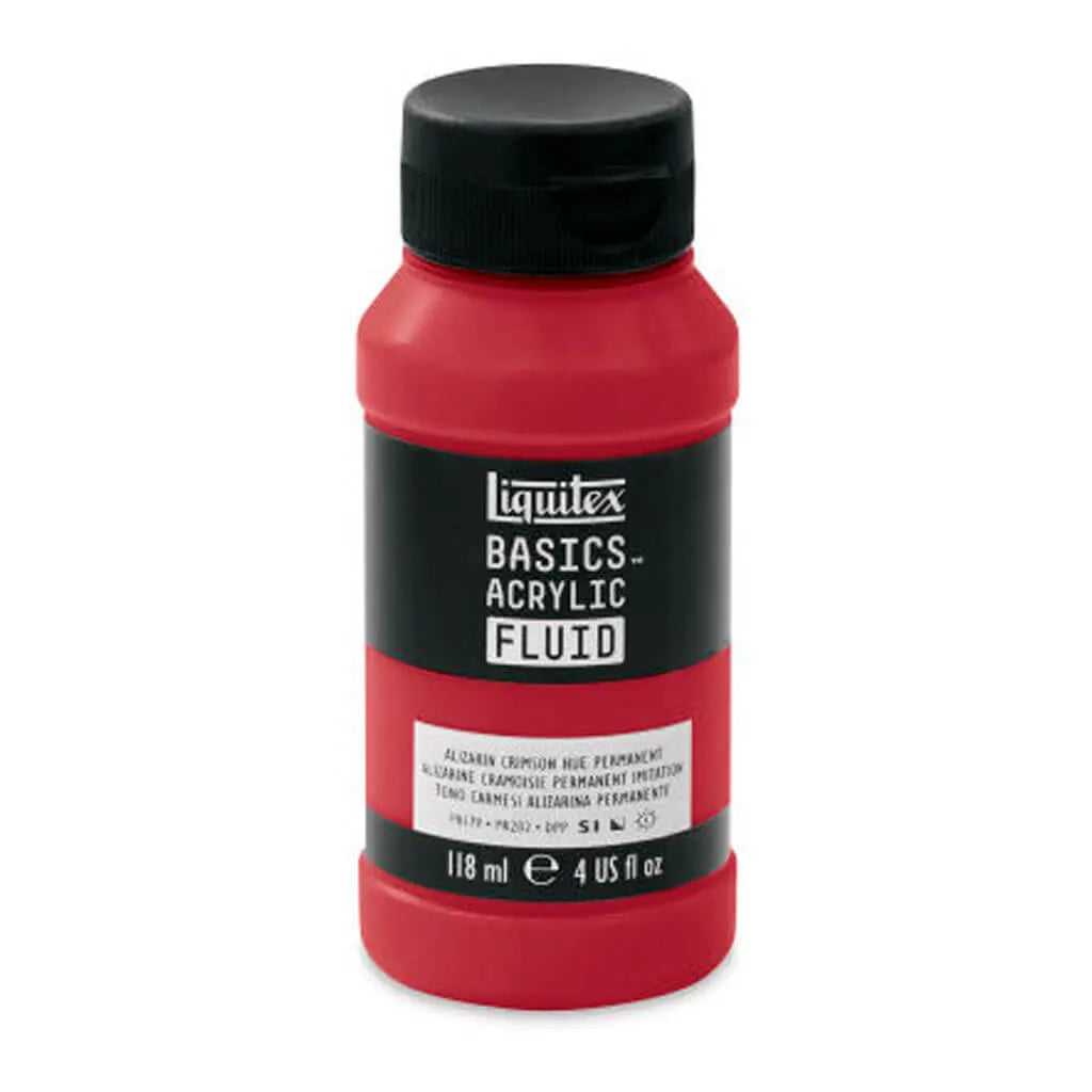 Liquitex Basics Acrylic Fluid  118ml (4oz) Bottle Alizarin Crimson Permanent Hue S1