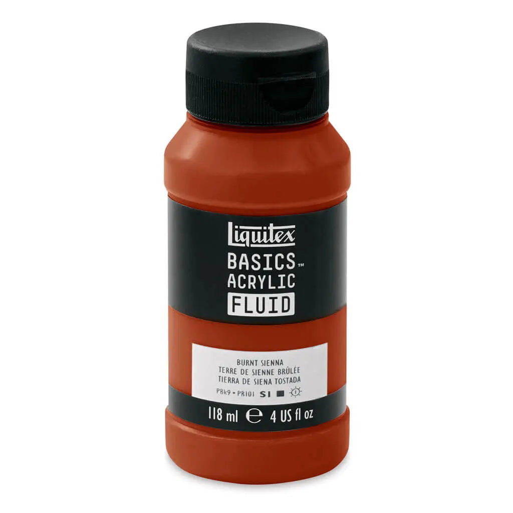 Liquitex Basics Acrylic Fluid  118ml (4oz) Bottle Burnt Sienna S1