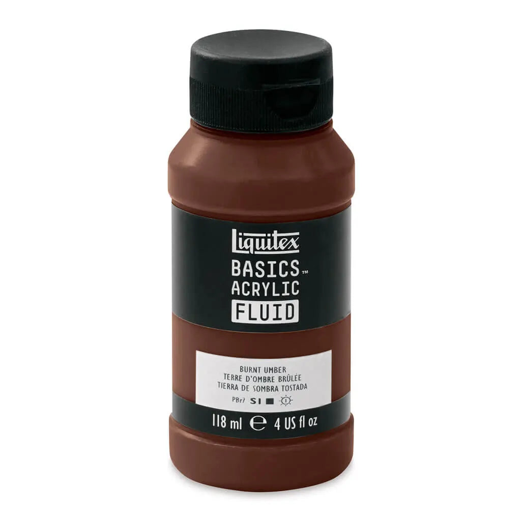 Liquitex Basics Acrylic Fluid  118ml (4oz) Bottle Burnt Umber S1