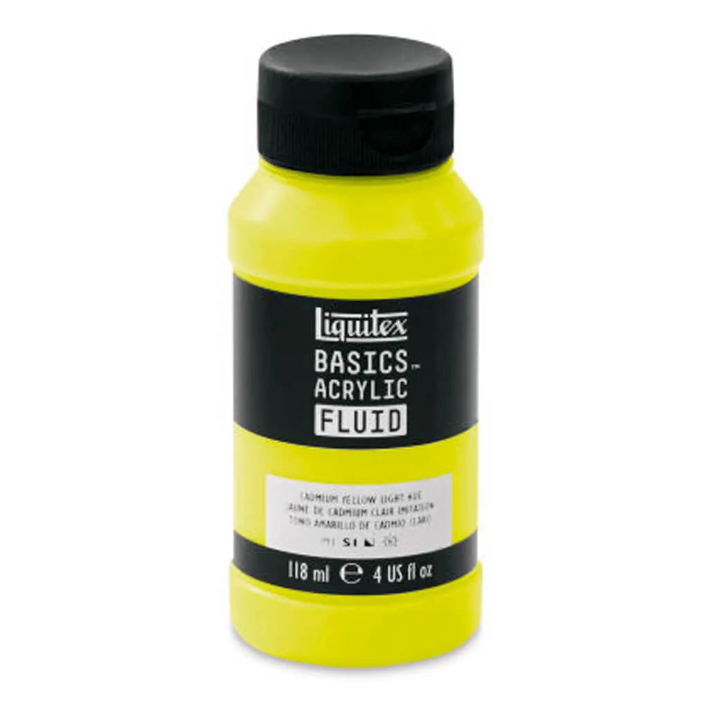 Liquitex Basics Acrylic Fluid  118ml (4oz) Bottle Cadmium Yellow Light Hue S1