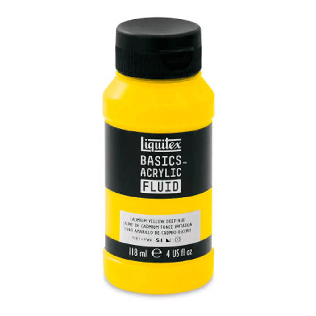 Liquitex Basics Acrylic Fluid  118ml (4oz) Bottle Cadmium Yellow Deep Hue S1