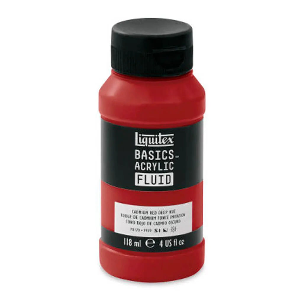 Liquitex Basics Acrylic Fluid  118ml (4oz) Bottle Cadmium Red Deep Hue S1