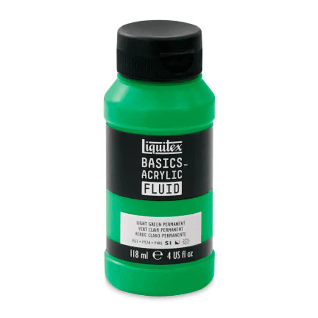Liquitex Basics Acrylic Fluid  118ml (4oz) Bottle Light Green Permanent S1
