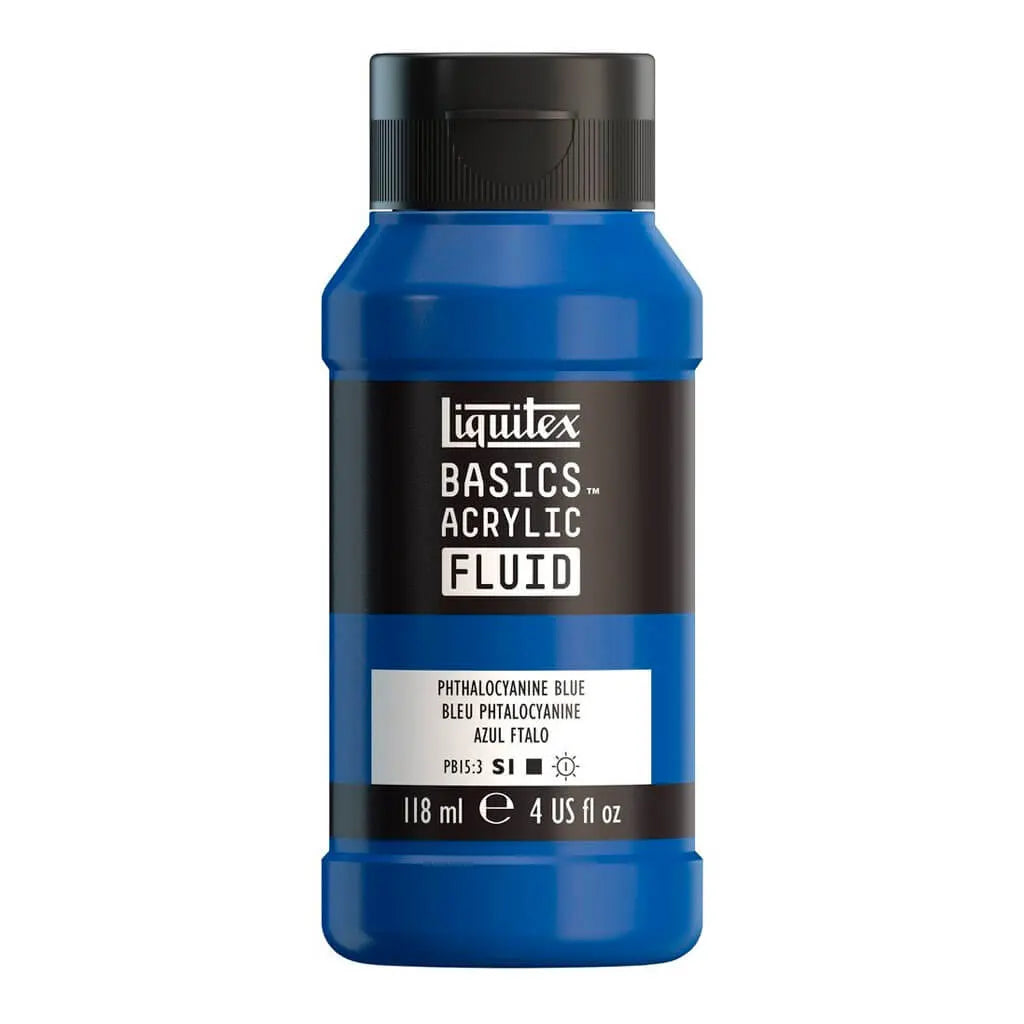 Liquitex Basics Acrylic Fluid  118ml (4oz) Bottle Phthalocyanine Blue S1