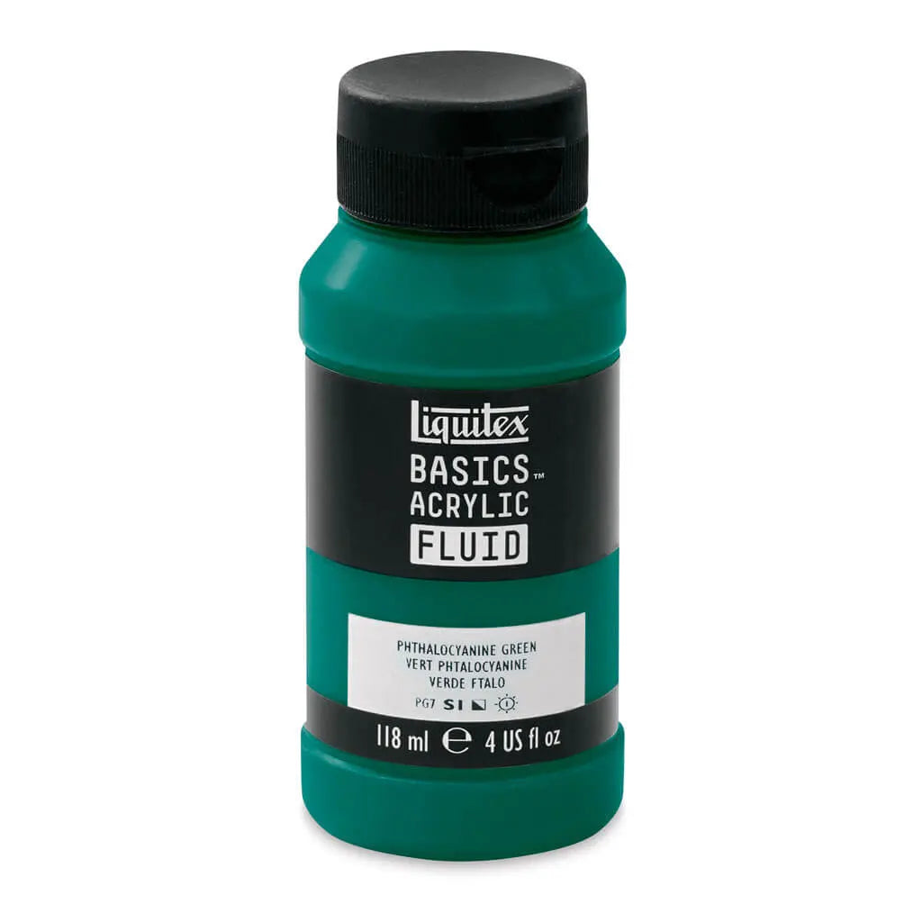 Liquitex Basics Acrylic Fluid  118ml (4oz) Bottle Phthalocyanine Green S1