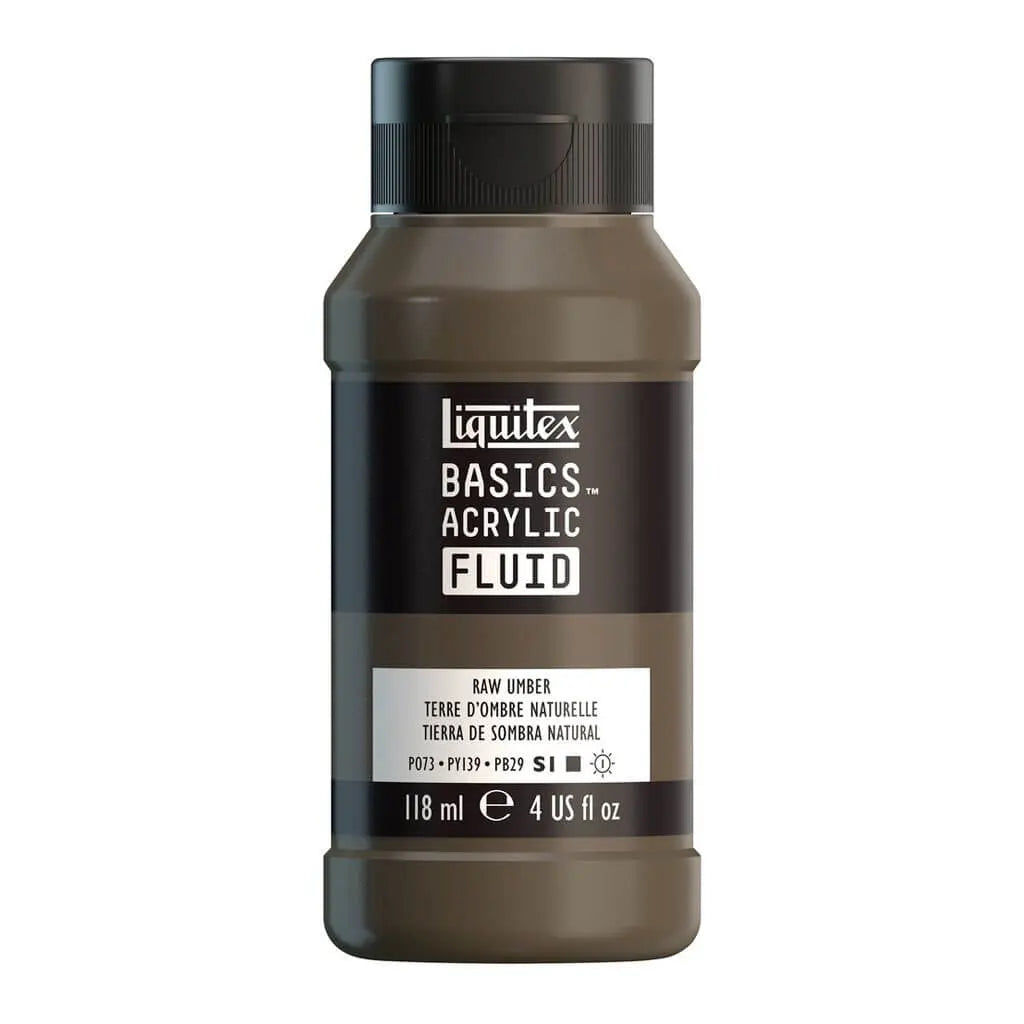 Liquitex Basics Acrylic Fluid  118ml (4oz) Bottle Raw Umber S1