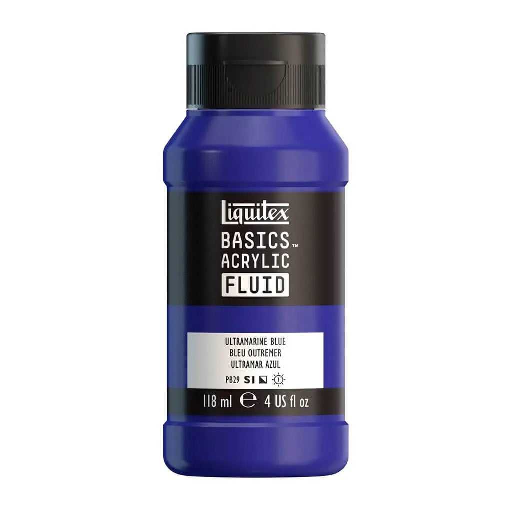 Liquitex Basics Acrylic Fluid  118ml (4oz) Bottle Ultramarine Blue S1