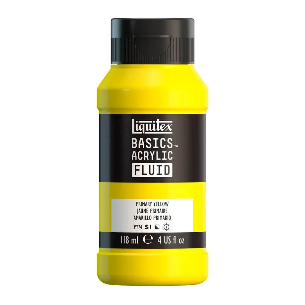 Liquitex Basics Acrylic Fluid  118ml (4oz) Bottle Primary Yellow S1