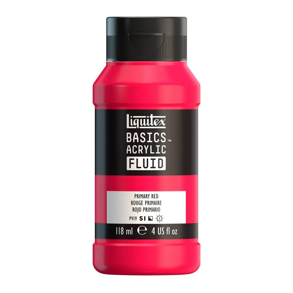 Liquitex Basics Acrylic Fluid  118ml (4oz) Bottle Primary Red S1