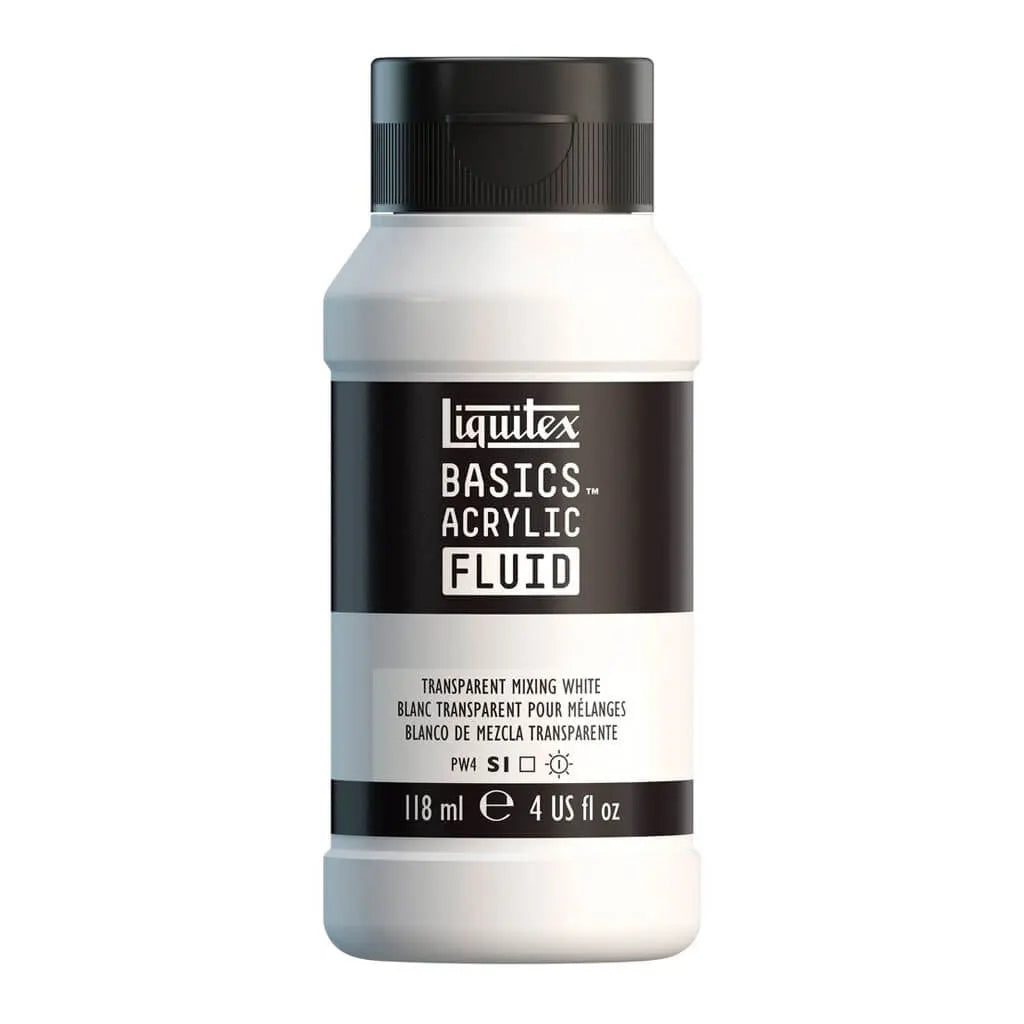 Liquitex Basics Acrylic Fluid  118ml (4oz) Bottle Transparent Mixing White S1