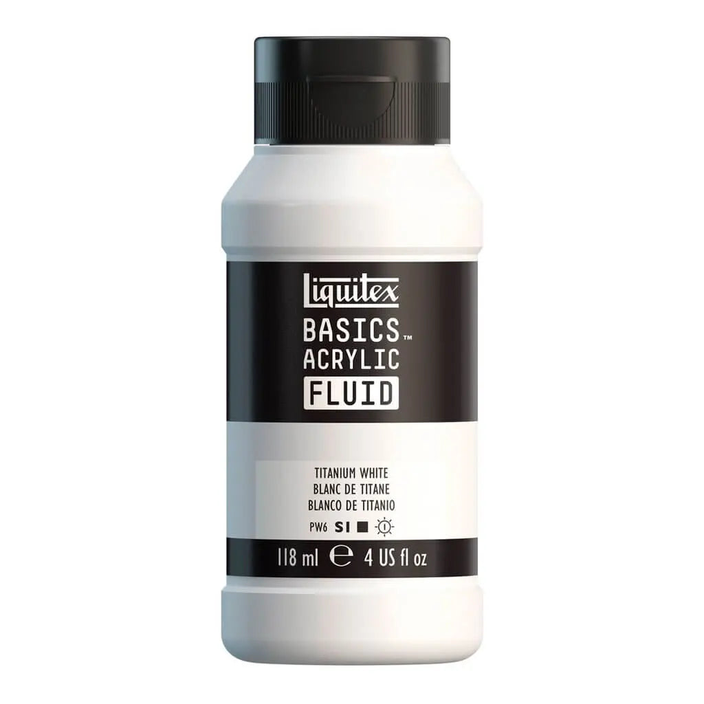 Liquitex Basics Acrylic Fluid  118ml (4oz) Bottle Titanium White S1