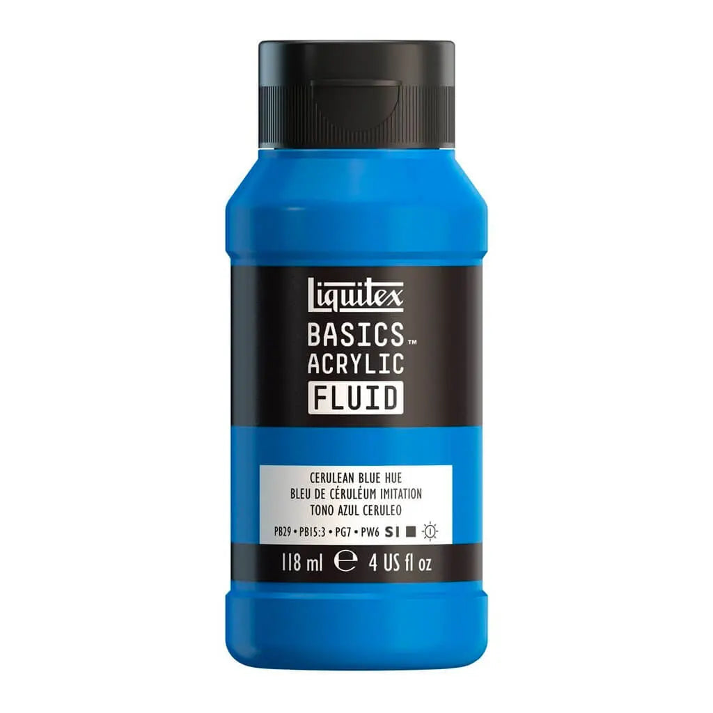 Liquitex Basics Acrylic Fluid  118ml (4oz) Bottle Cerulean Blue Hue S1
