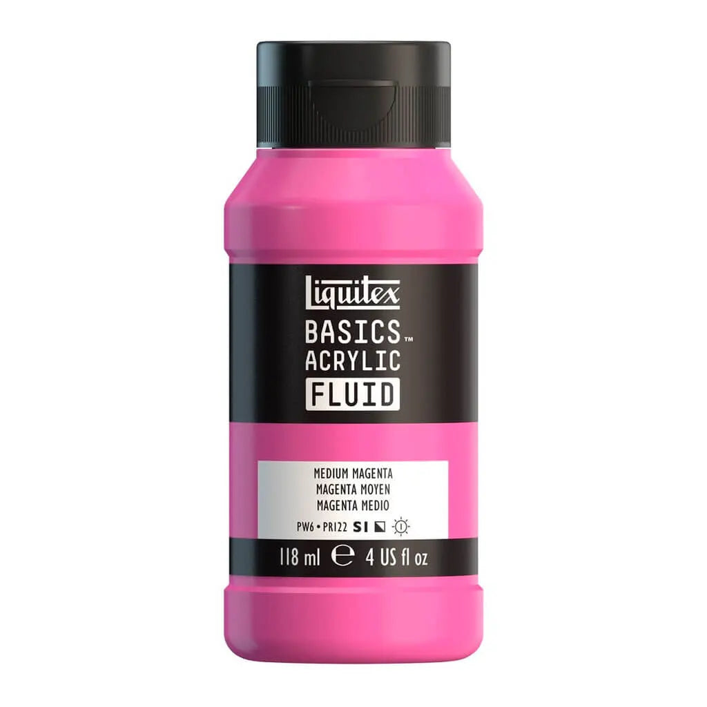 Liquitex Basics Acrylic Fluid  118ml (4oz) Bottle Medium Magenta S1